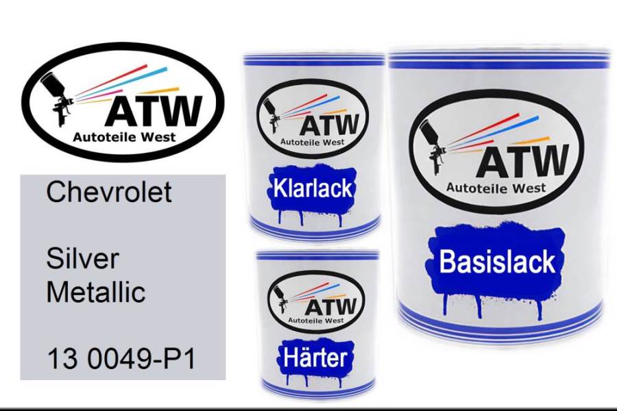 Chevrolet, Silver Metallic, 13 0049-P1: 1L Lackdose + 1L Klarlack + 500ml Härter - Set, von ATW Autoteile West.